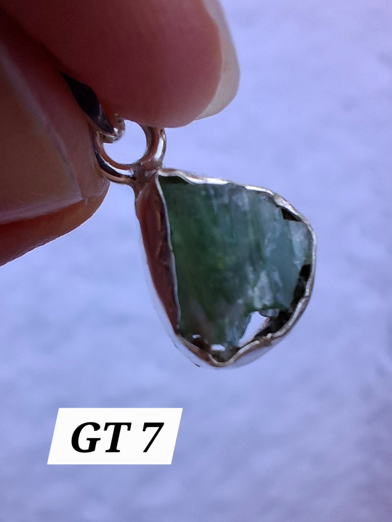 Green Tourmaline Pendant, 925 Silver, Crystal (Ref: GT7)
