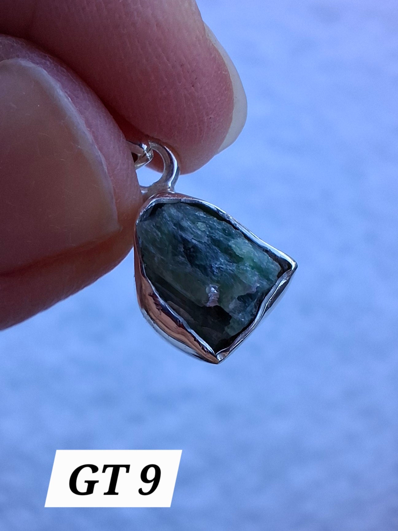 Green Tourmaline Pendant, 925 Silver, Crystal (Ref: GT9)