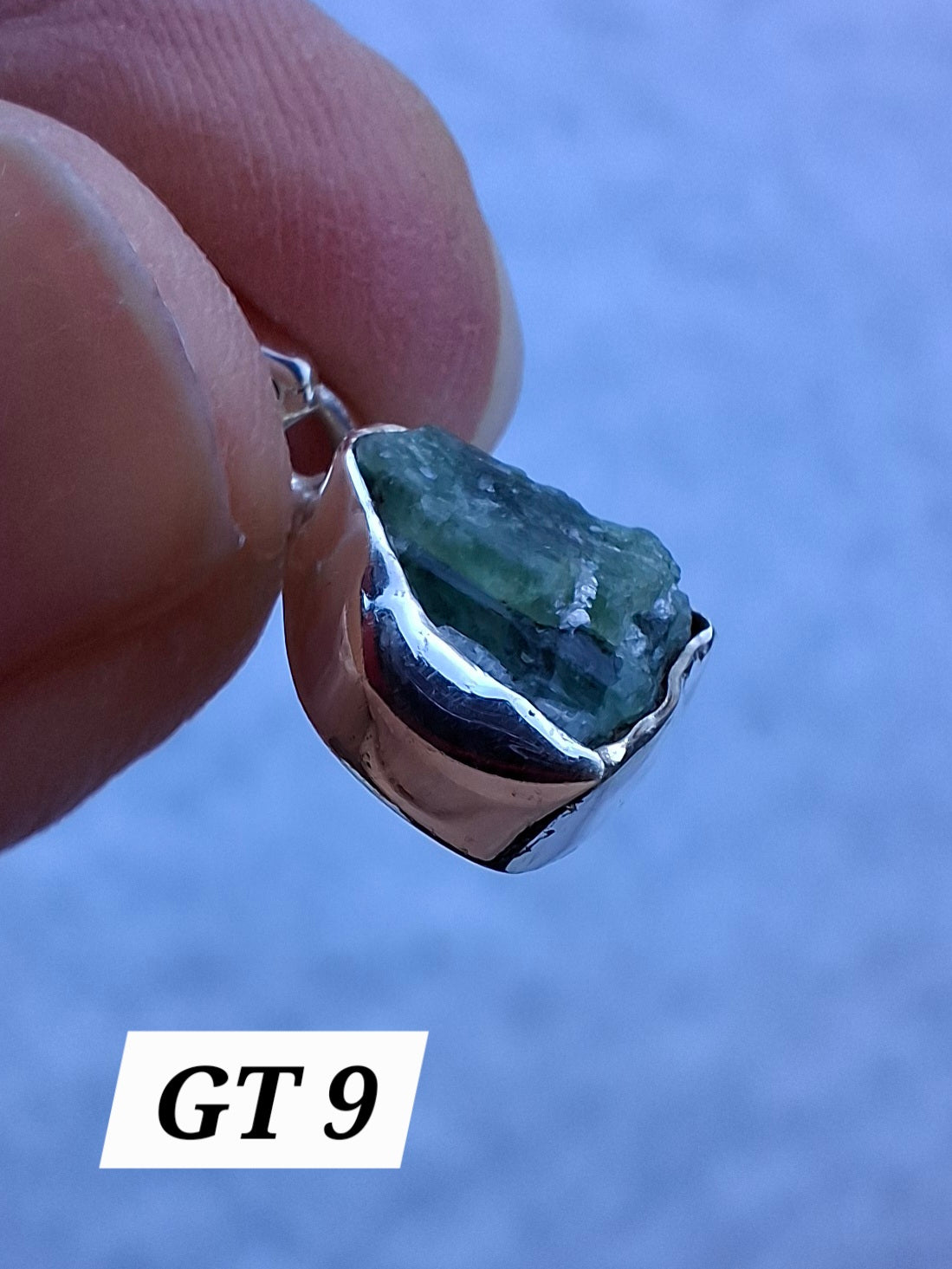 Green Tourmaline Pendant, 925 Silver, Crystal (Ref: GT9)