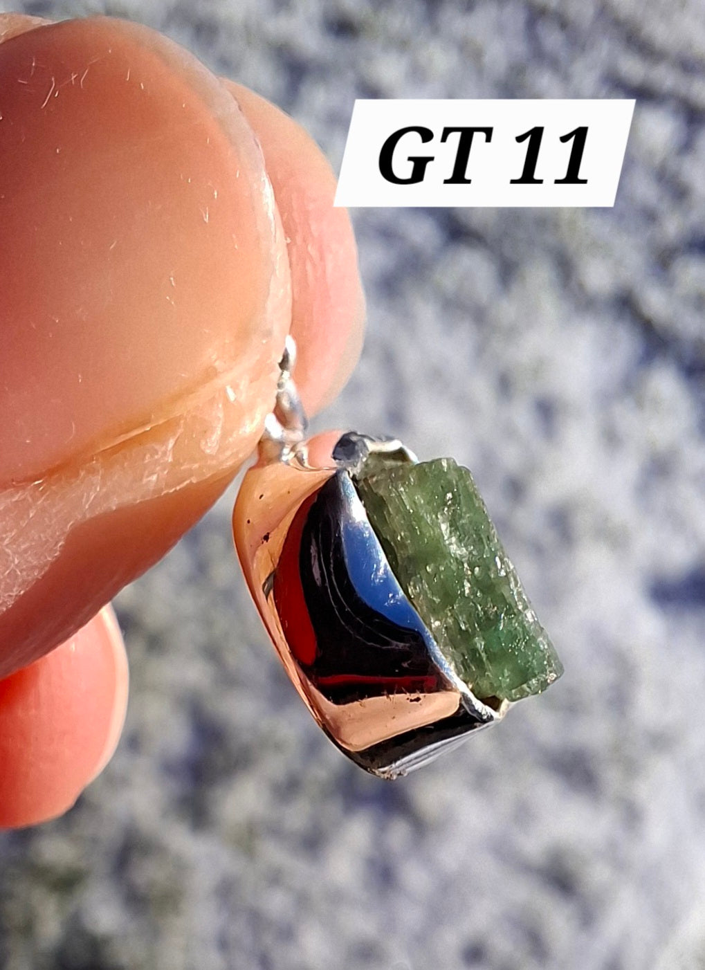 Green Tourmaline Pendant, 925 Silver, Crystal (Ref: GT11)
