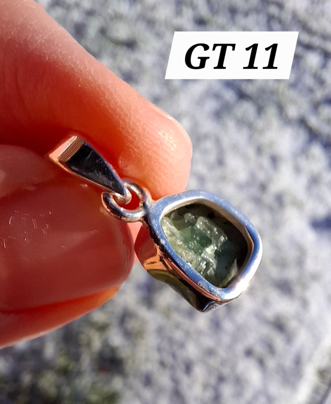 Green Tourmaline Pendant, 925 Silver, Crystal (Ref: GT11)