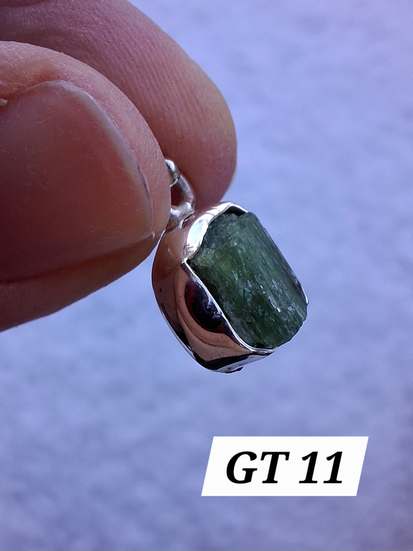 Green Tourmaline Pendant, 925 Silver, Crystal (Ref: GT11)