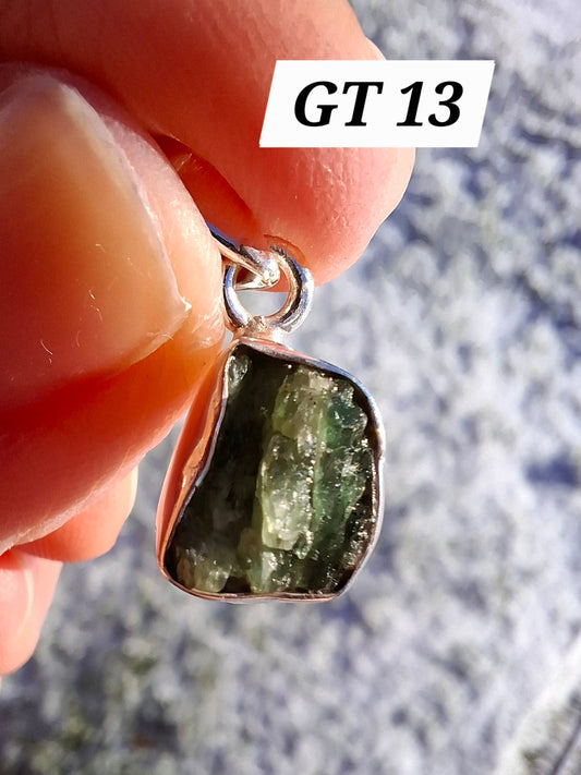 Green Tourmaline Pendant, 925 Silver, Crystal (Ref: GT13)
