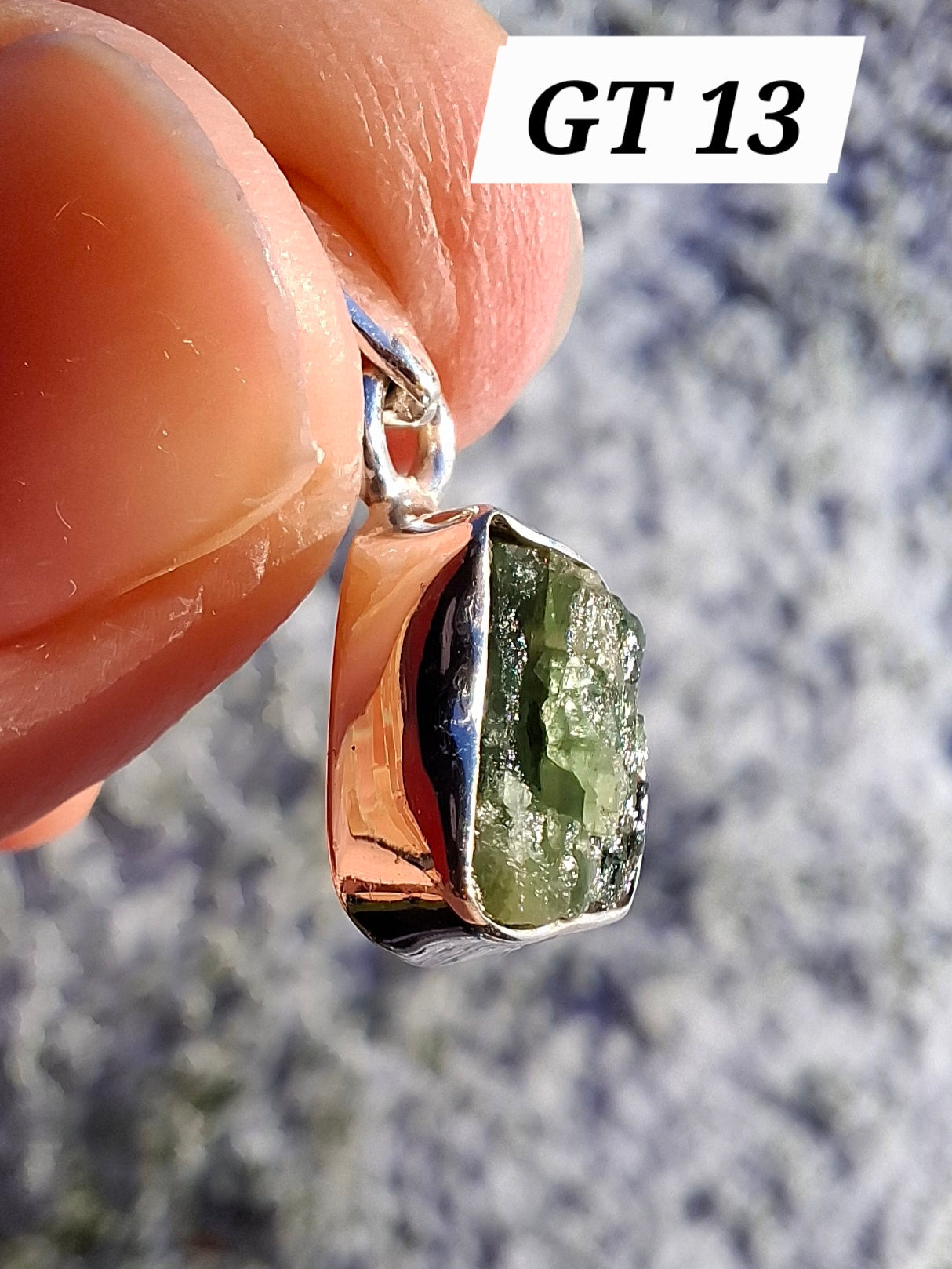 Green Tourmaline Pendant, 925 Silver, Crystal (Ref: GT13)