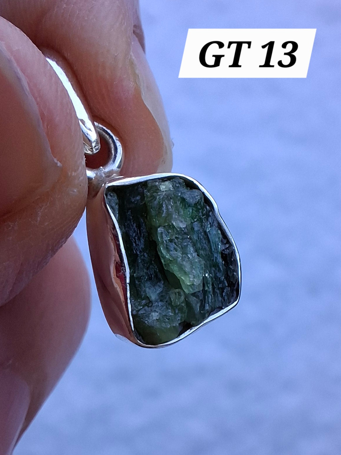 Green Tourmaline Pendant, 925 Silver, Crystal (Ref: GT13)