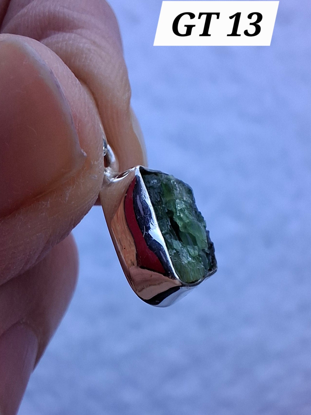 Green Tourmaline Pendant, 925 Silver, Crystal (Ref: GT13)