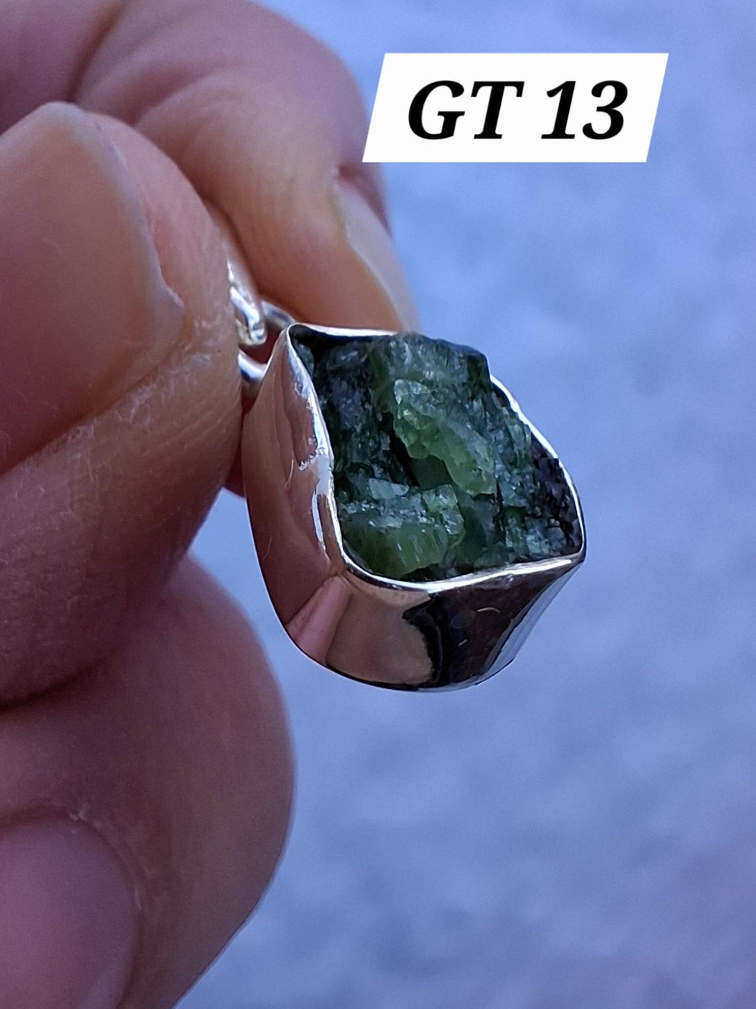 Green Tourmaline Pendant, 925 Silver, Crystal (Ref: GT13)