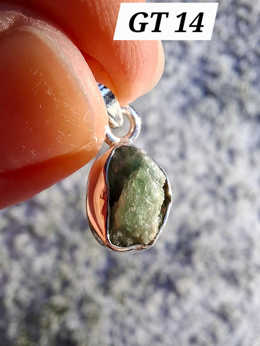 Green Tourmaline Pendant, 925 Silver, Crystal (Ref: GT14)
