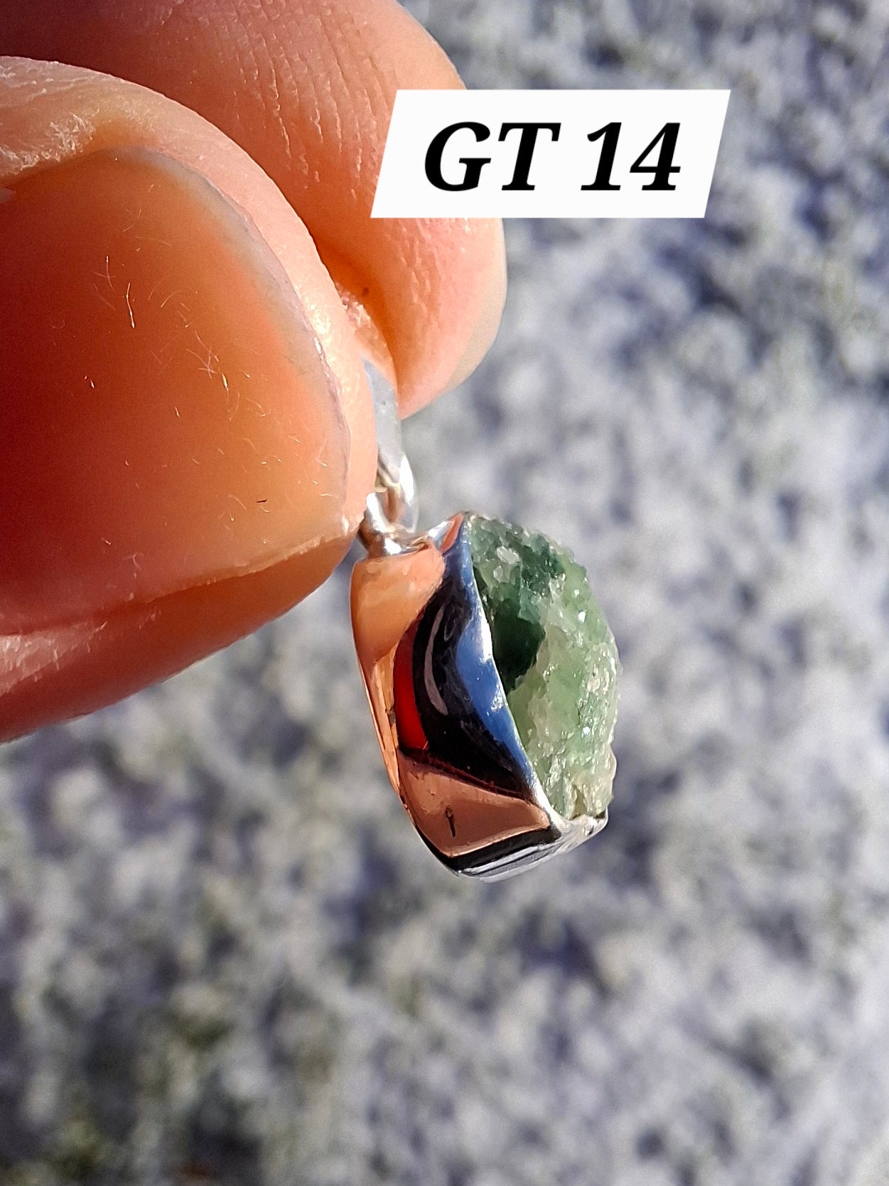 Green Tourmaline Pendant, 925 Silver, Crystal (Ref: GT14)