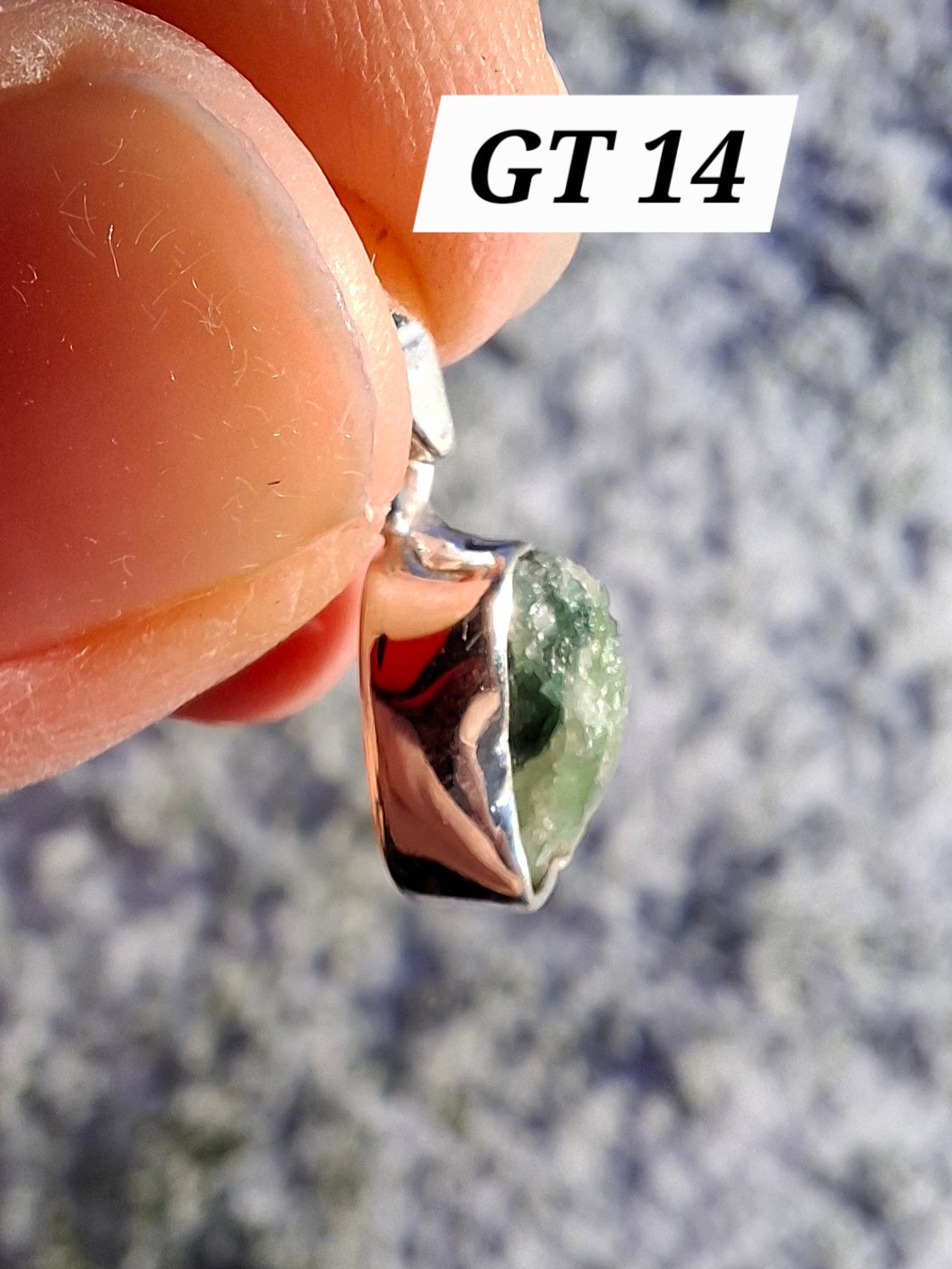 Green Tourmaline Pendant, 925 Silver, Crystal (Ref: GT14)