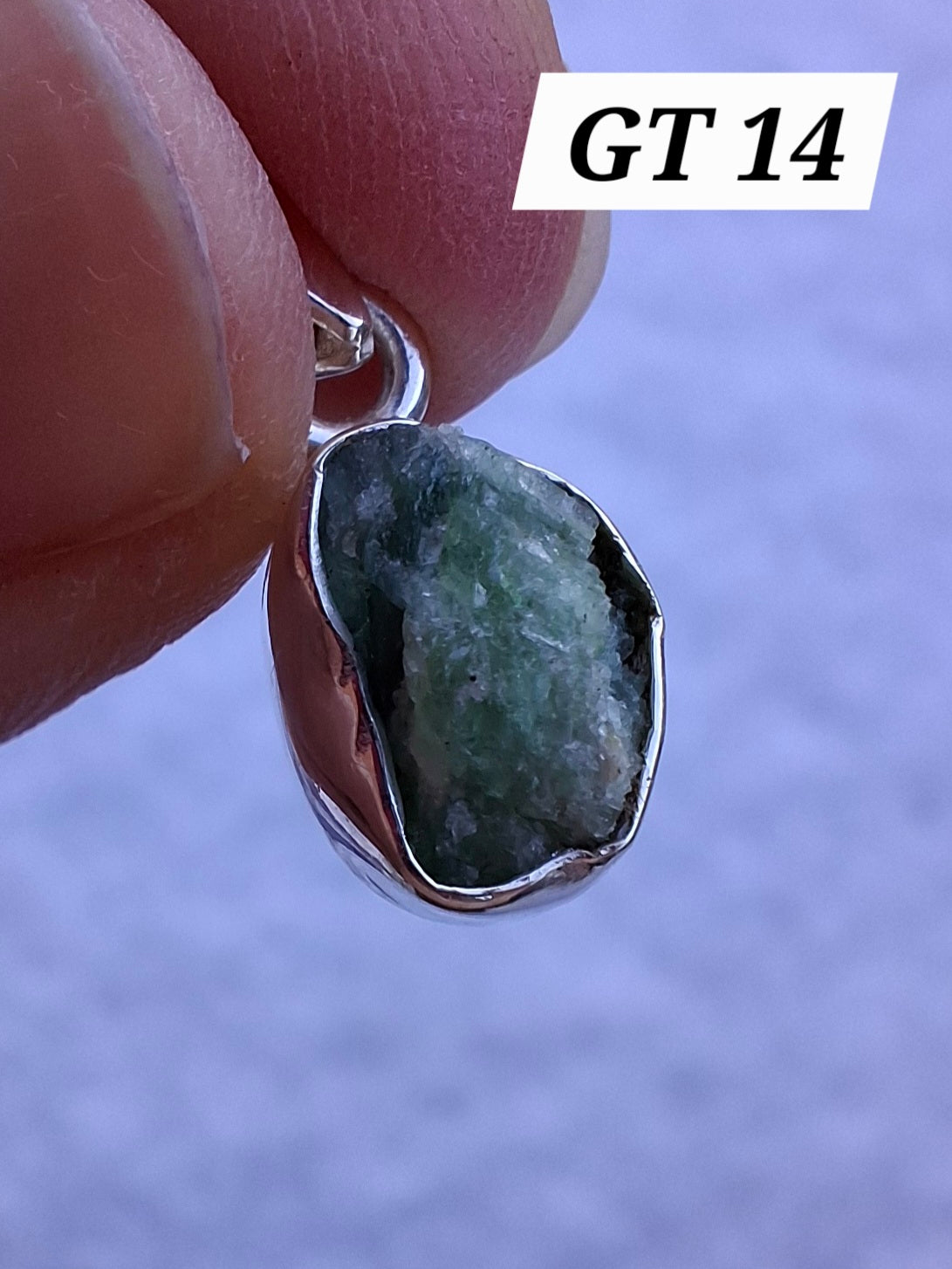 Green Tourmaline Pendant, 925 Silver, Crystal (Ref: GT14)