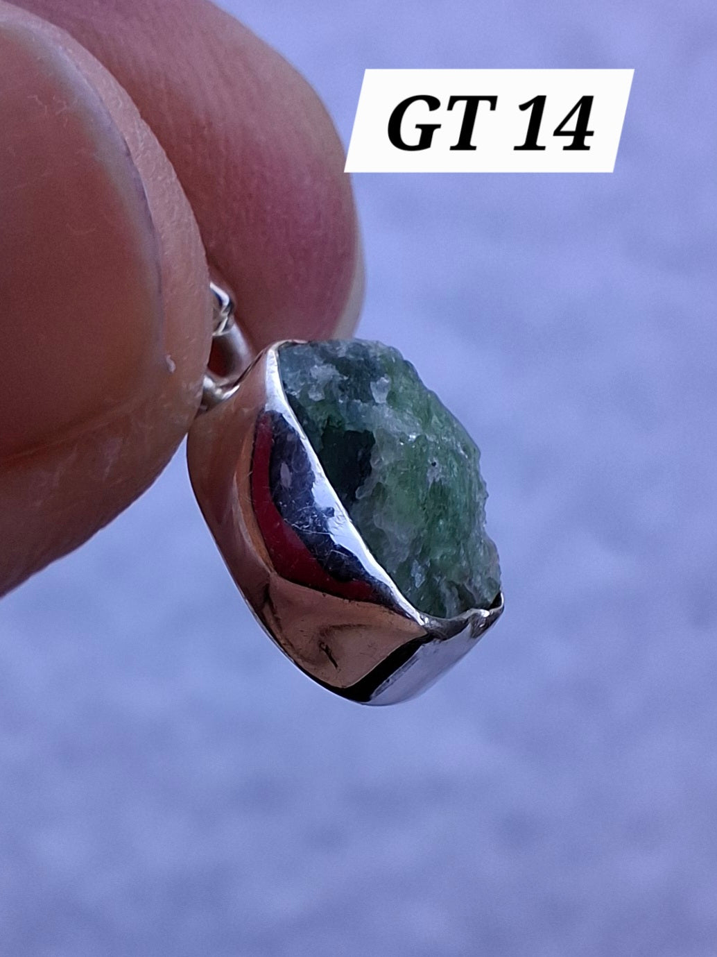 Green Tourmaline Pendant, 925 Silver, Crystal (Ref: GT14)