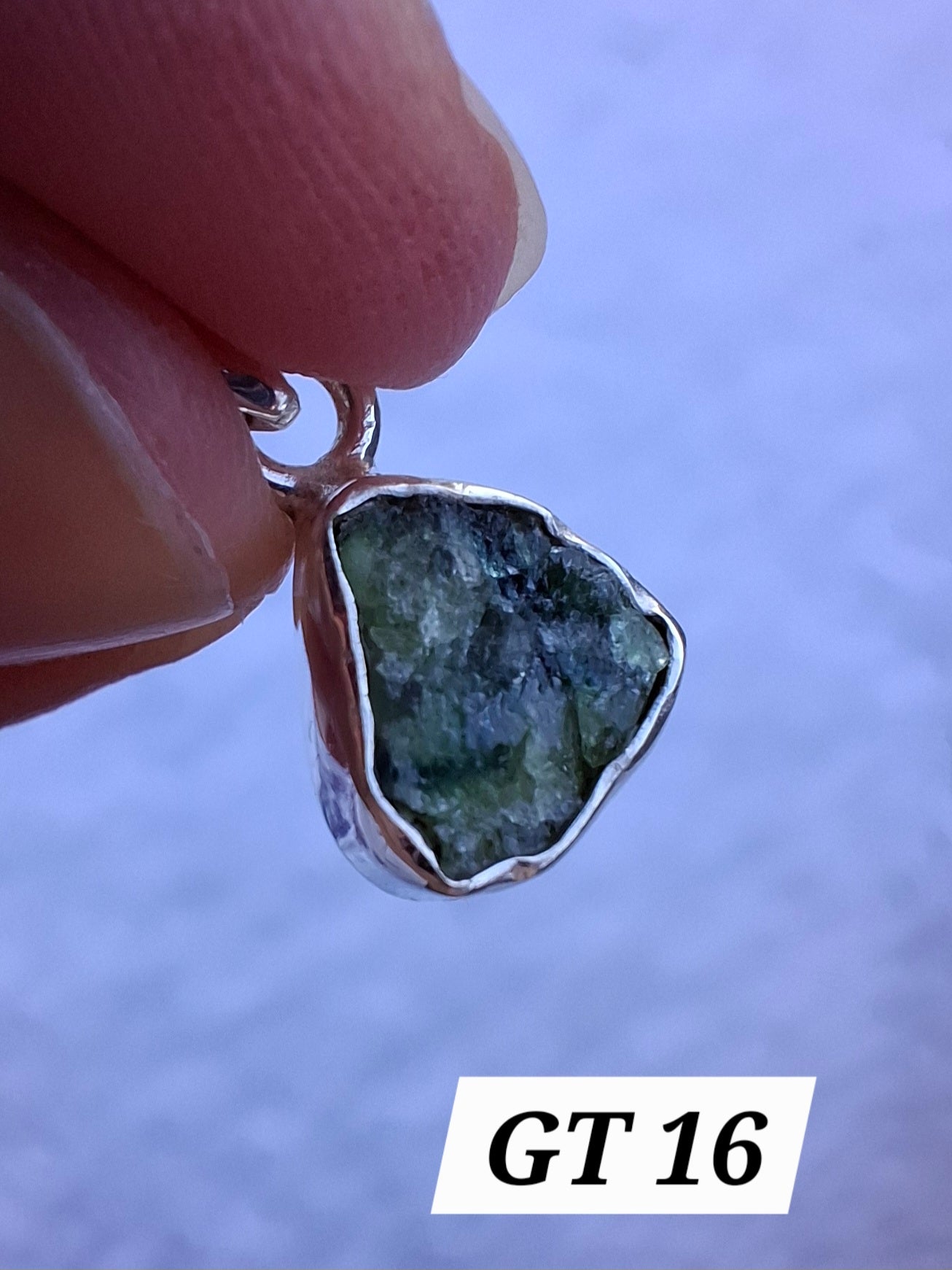 Green Tourmaline Pendant, 925 Silver, Crystal (Ref: GT16)