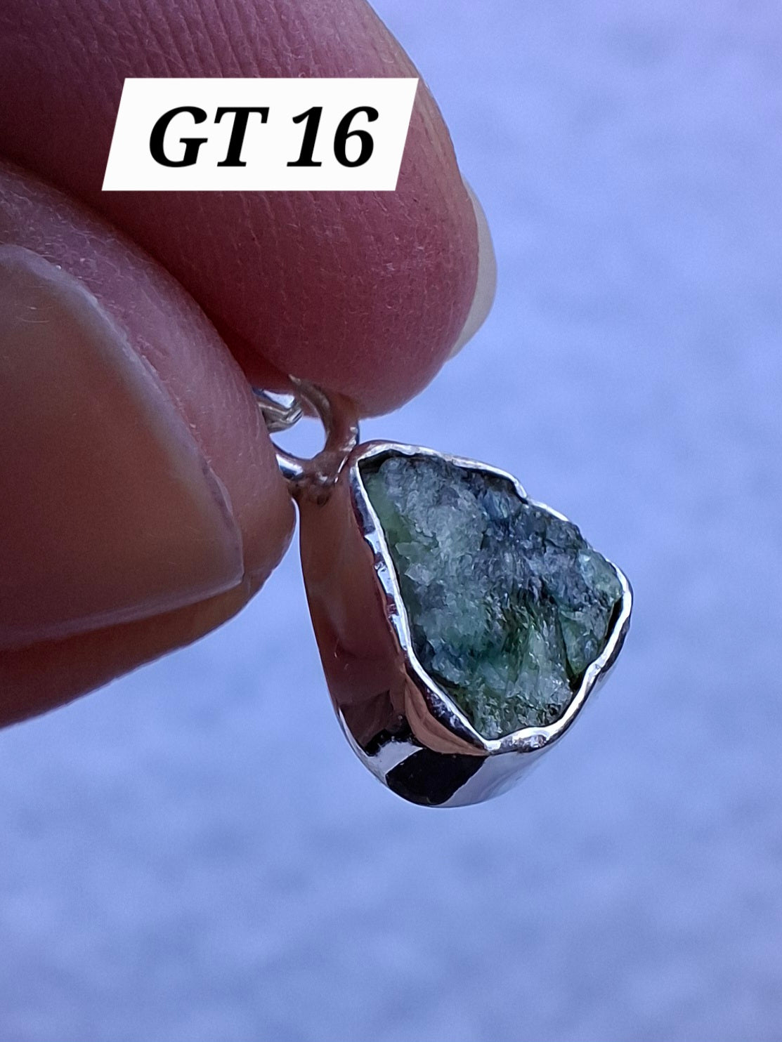 Green Tourmaline Pendant, 925 Silver, Crystal (Ref: GT16)