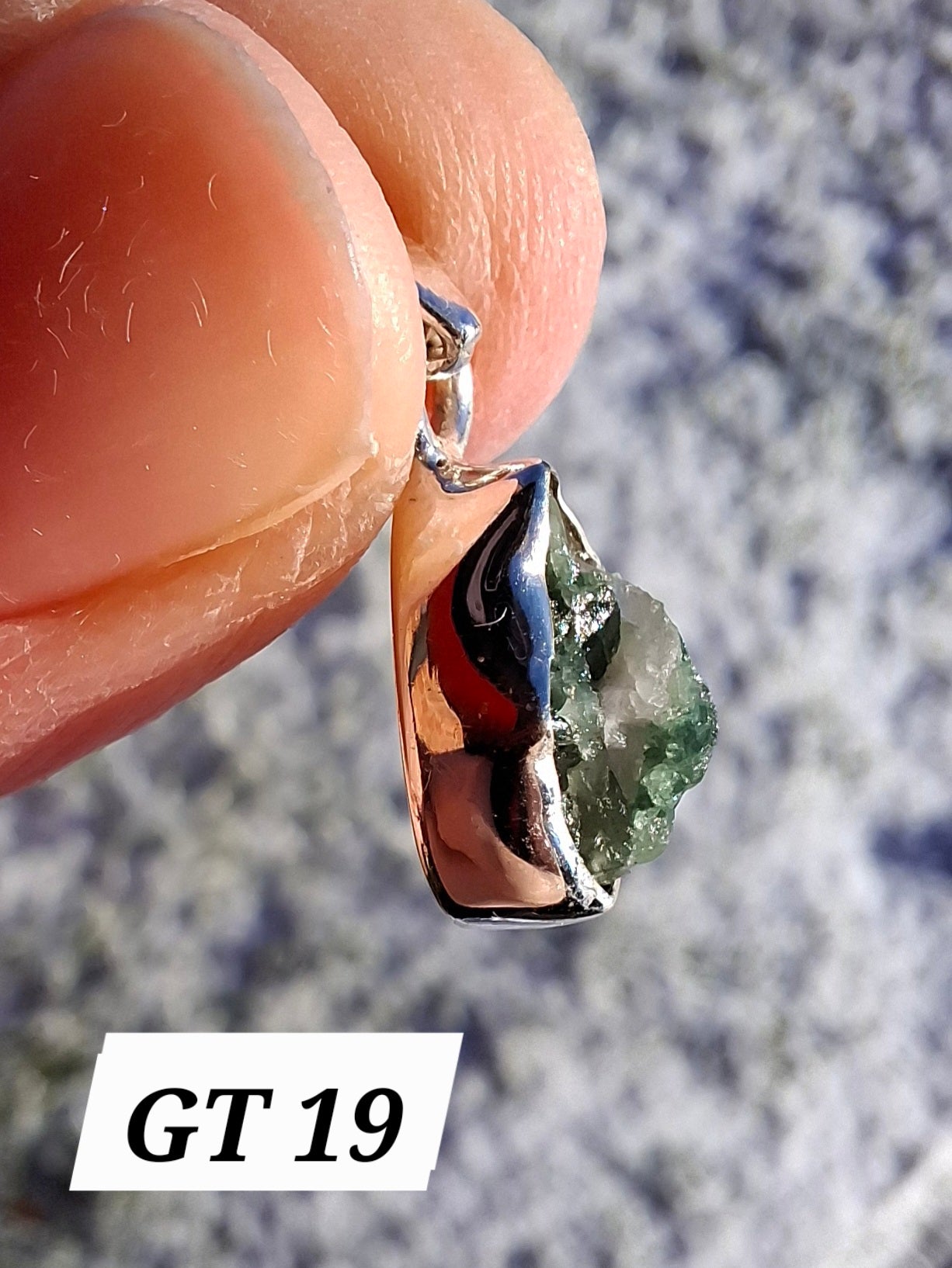 Green Tourmaline Pendant, 925 Silver, Crystal (Ref: GT19)