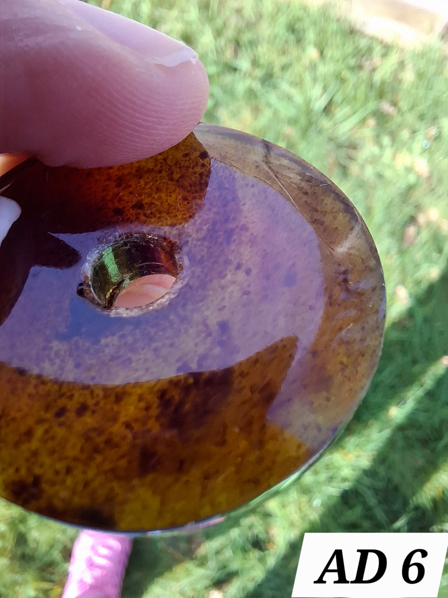 Red Amber Disc / Doughnut carving, sphere holder, 6.13g, Fossil (Ref: AD6)