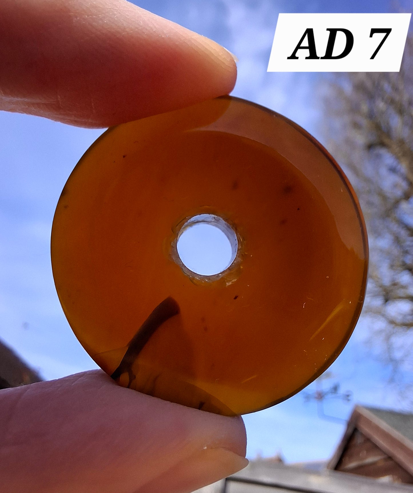 Red Amber Disc/ Doughnut carving, Sphere holder, 6.10g, Fossil (Ref: AD7)