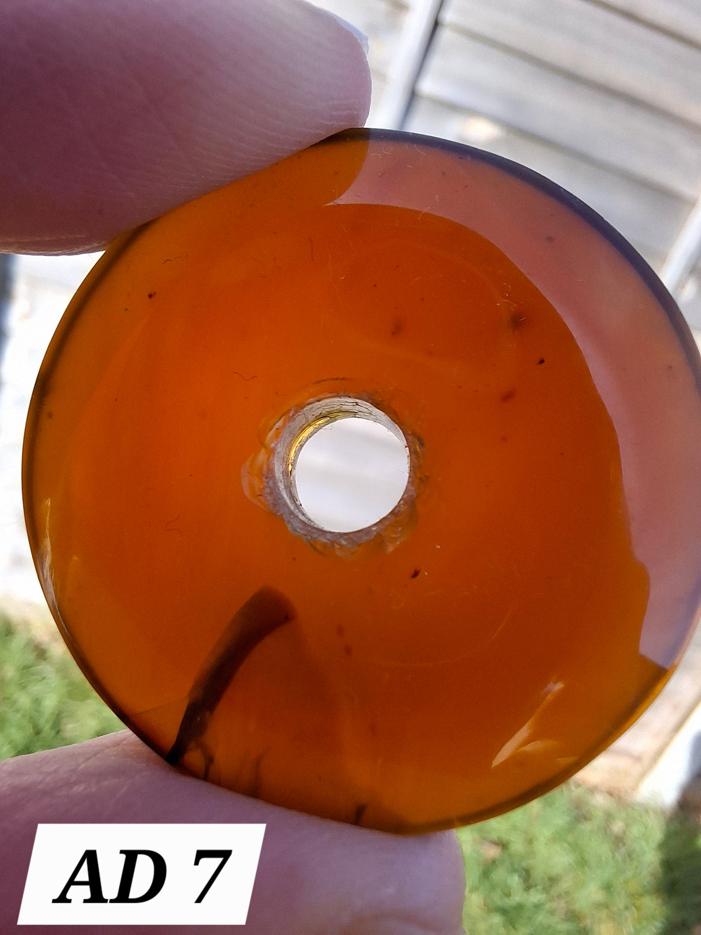 Red Amber Disc/ Doughnut carving, Sphere holder, 6.10g, Fossil (Ref: AD7)