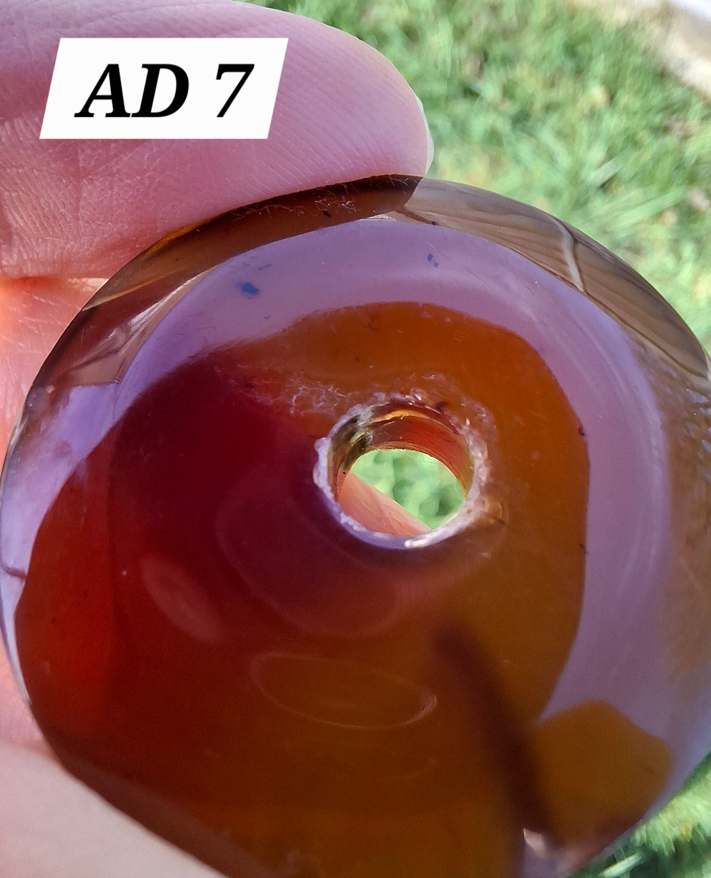 Red Amber Disc/ Doughnut carving, Sphere holder, 6.10g, Fossil (Ref: AD7)