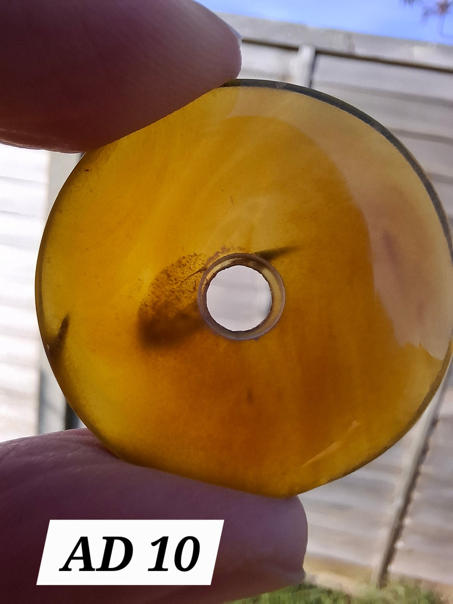 Red Amber Disc/Doughnut carving, Sphere holder, 4.66g, Fossil (Ref: AD10)