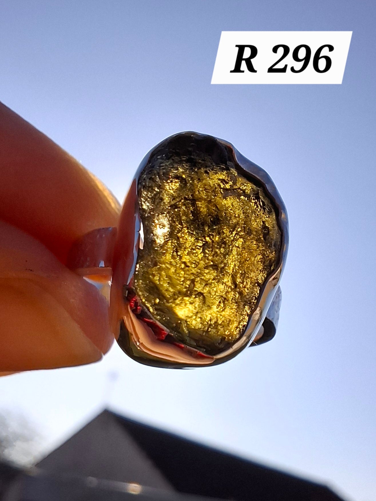 Moldavite Ring, size I, 925 Silver, Tektite (Ref: R296)