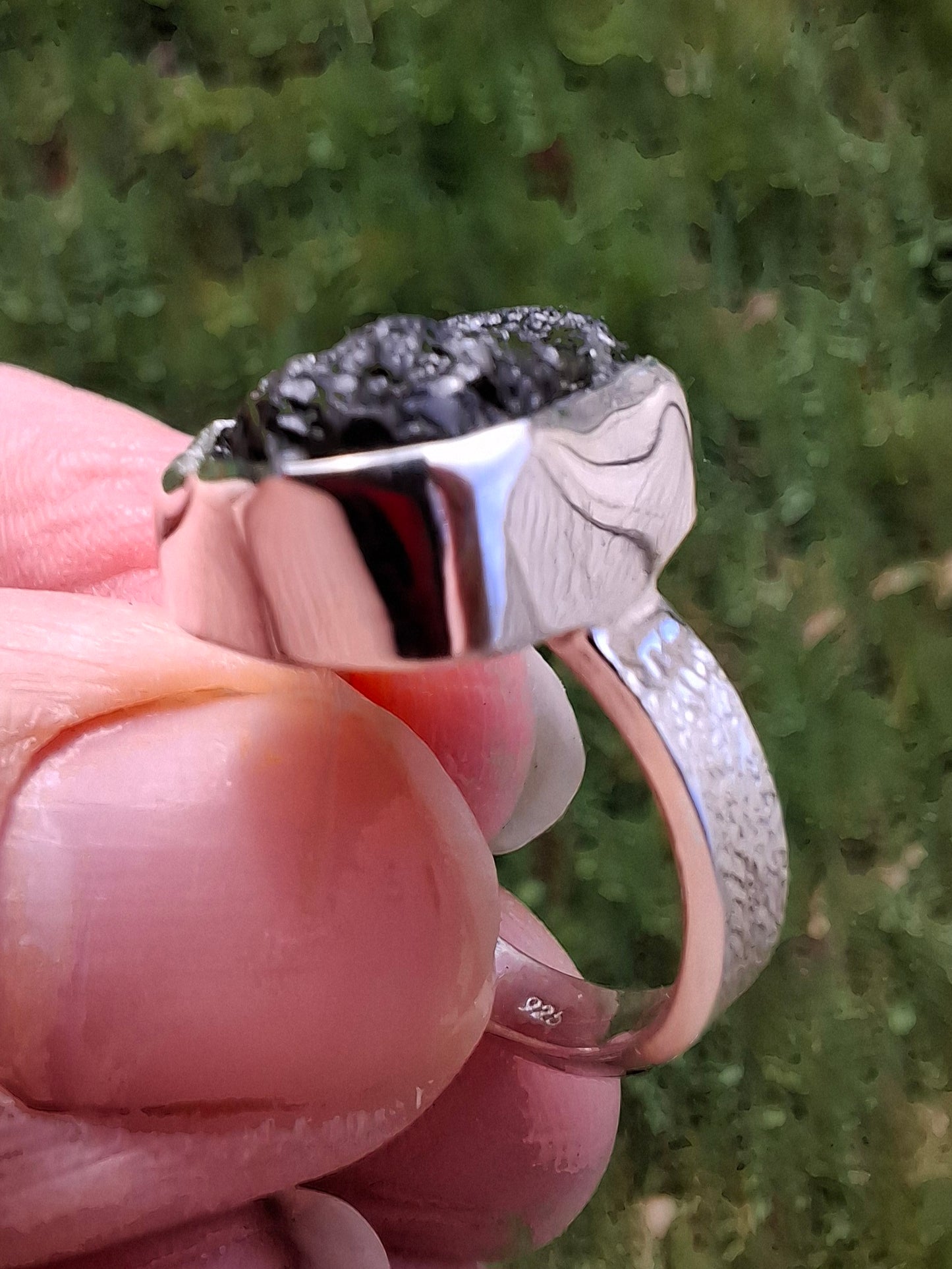Moldavite Ring, size I, 925 Silver, Tektite (Ref: R296)