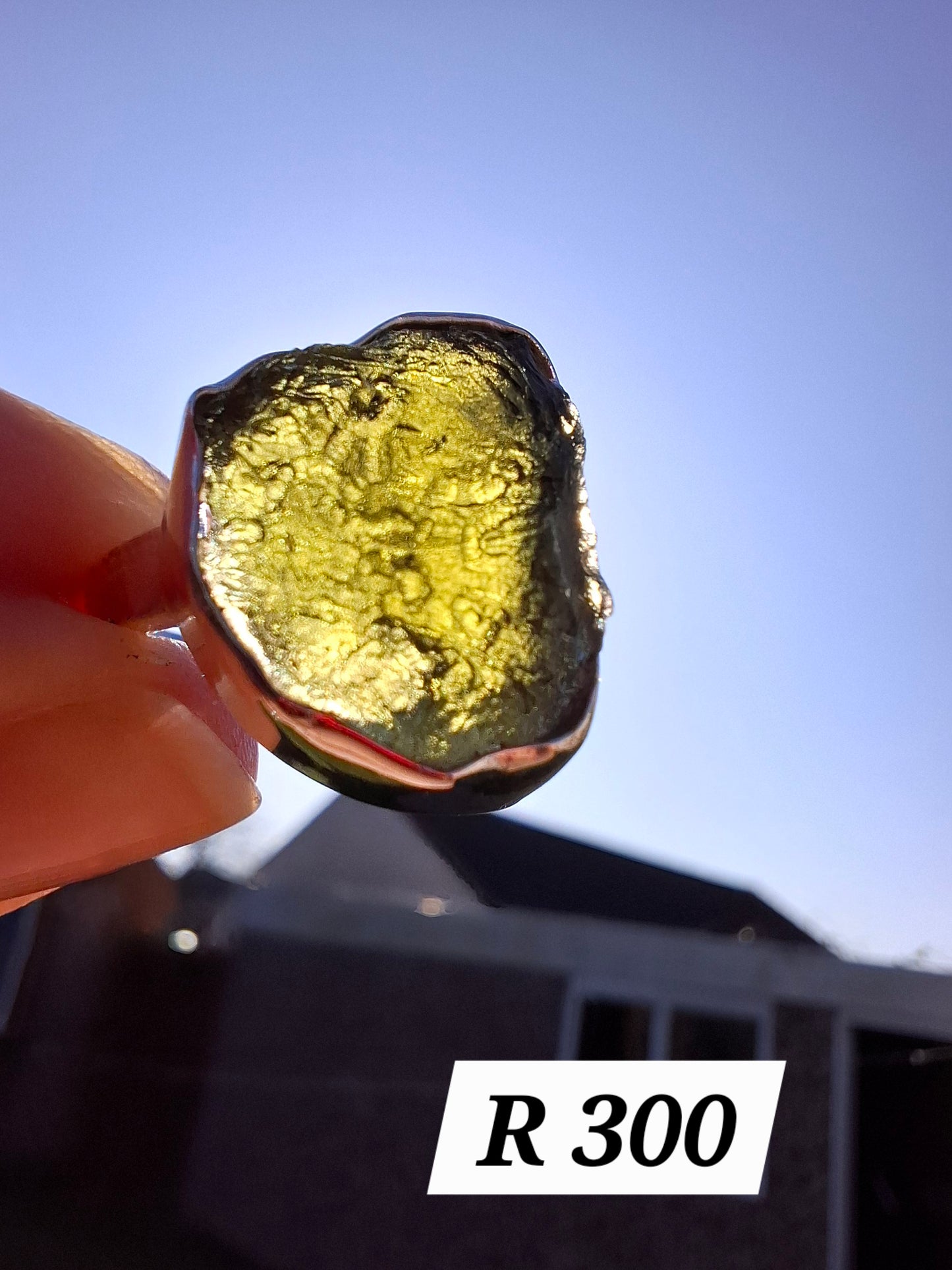 Moldavite Ring, size K, 925 Silver, Tektite (Ref: R300)