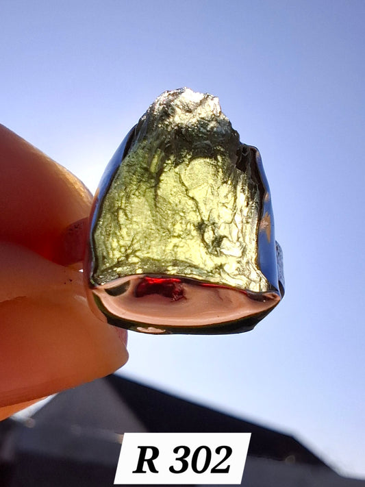 Moldavite Ring, size K, 925 Silver, Tektite (Ref: R302)