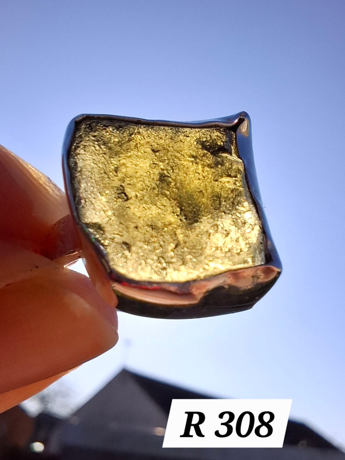 Moldavite Ring, size M/N, 925 Silver, Tektite (Ref: R308)