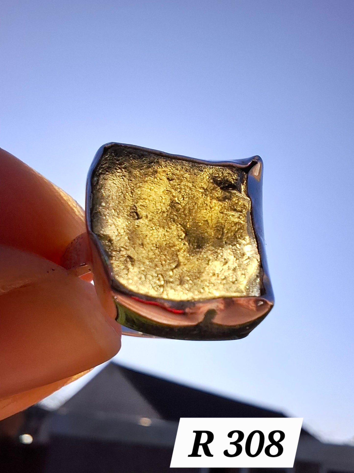 Moldavite Ring, size M/N, 925 Silver, Tektite (Ref: R308)