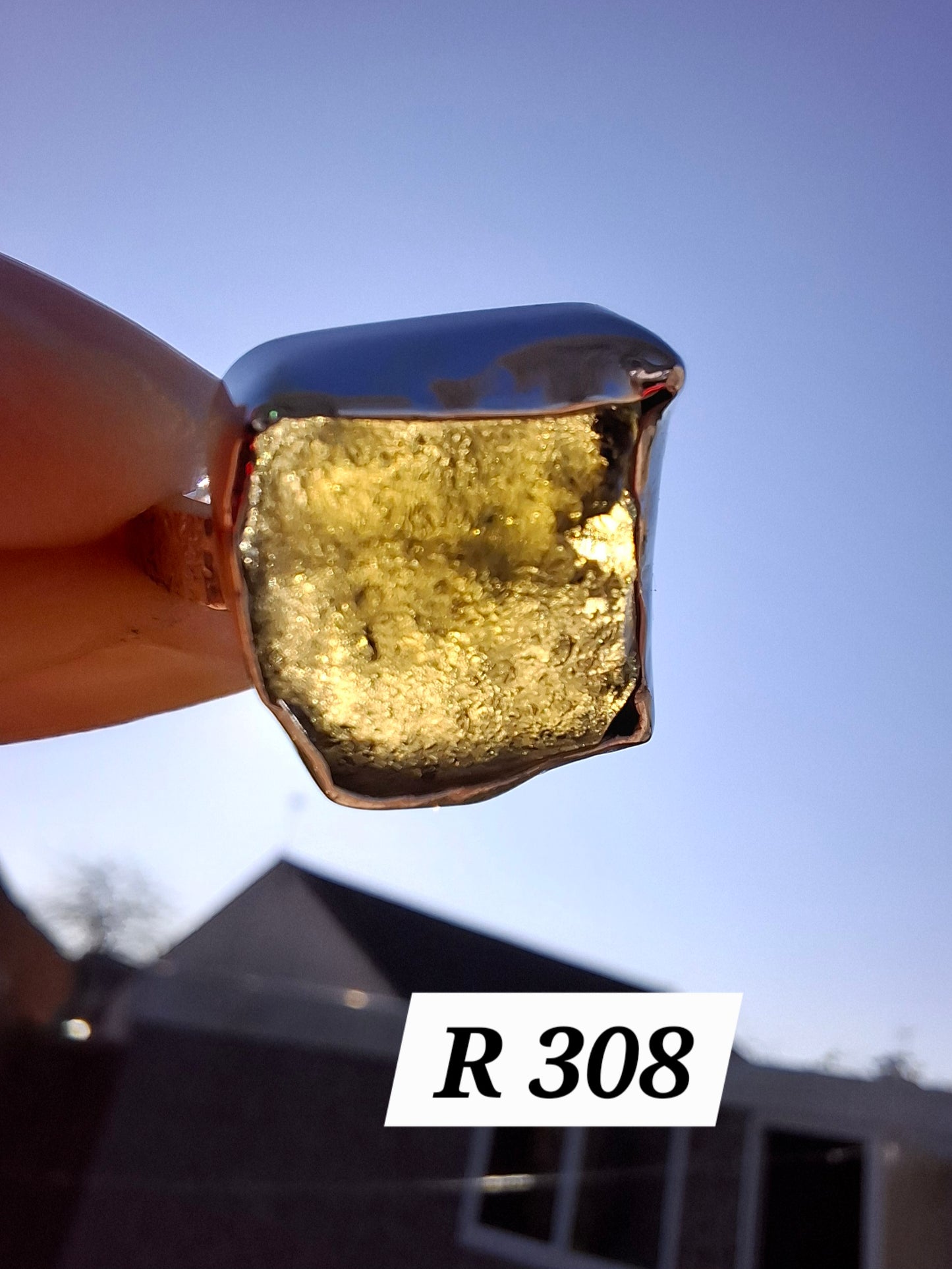 Moldavite Ring, size M/N, 925 Silver, Tektite (Ref: R308)