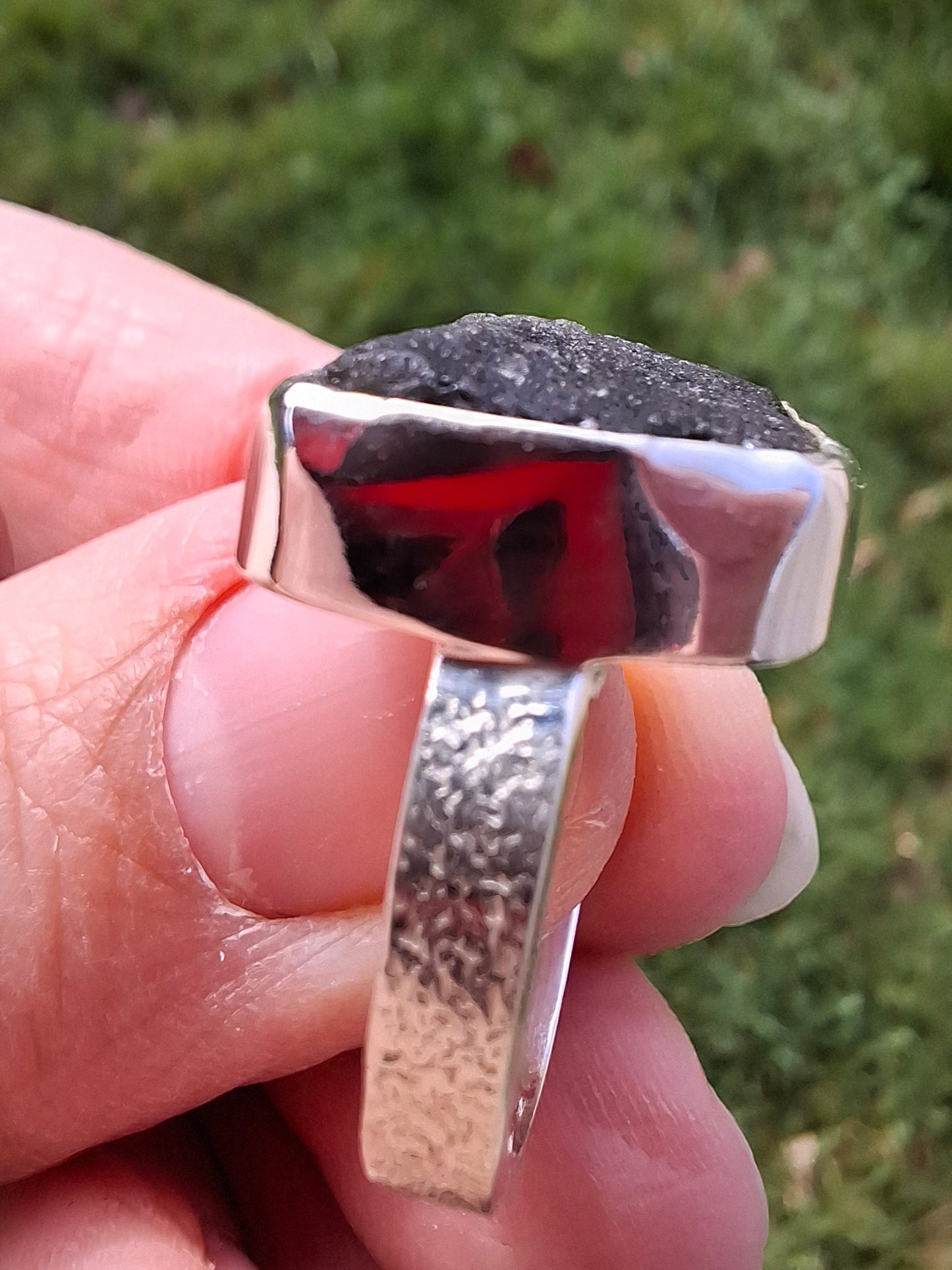 Moldavite Ring, size M/N, 925 Silver, Tektite (Ref: R308)