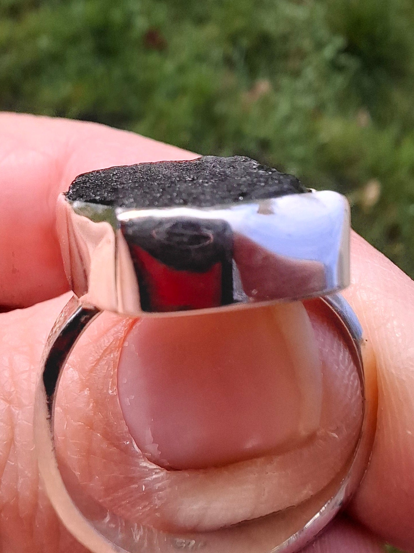 Moldavite Ring, size M/N, 925 Silver, Tektite (Ref: R308)