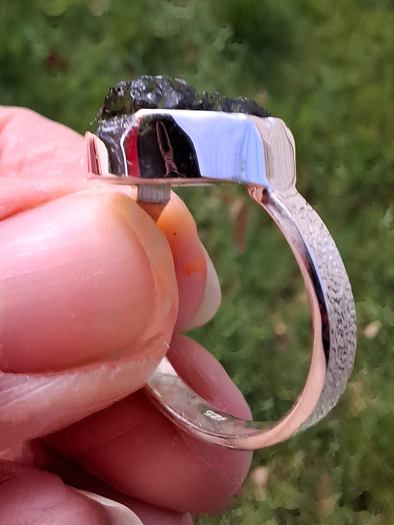 Moldavite Ring, size O, 925 Silver, Tektite (Ref: R311)
