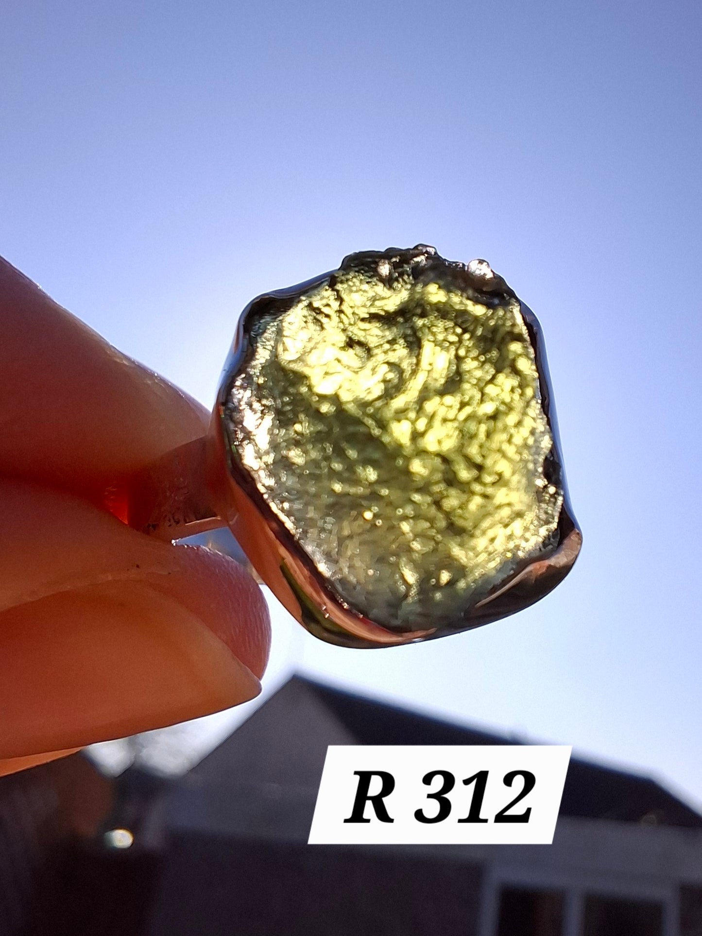 Moldavite Ring, size O, 925 Silver, Tektite (Ref: R312)