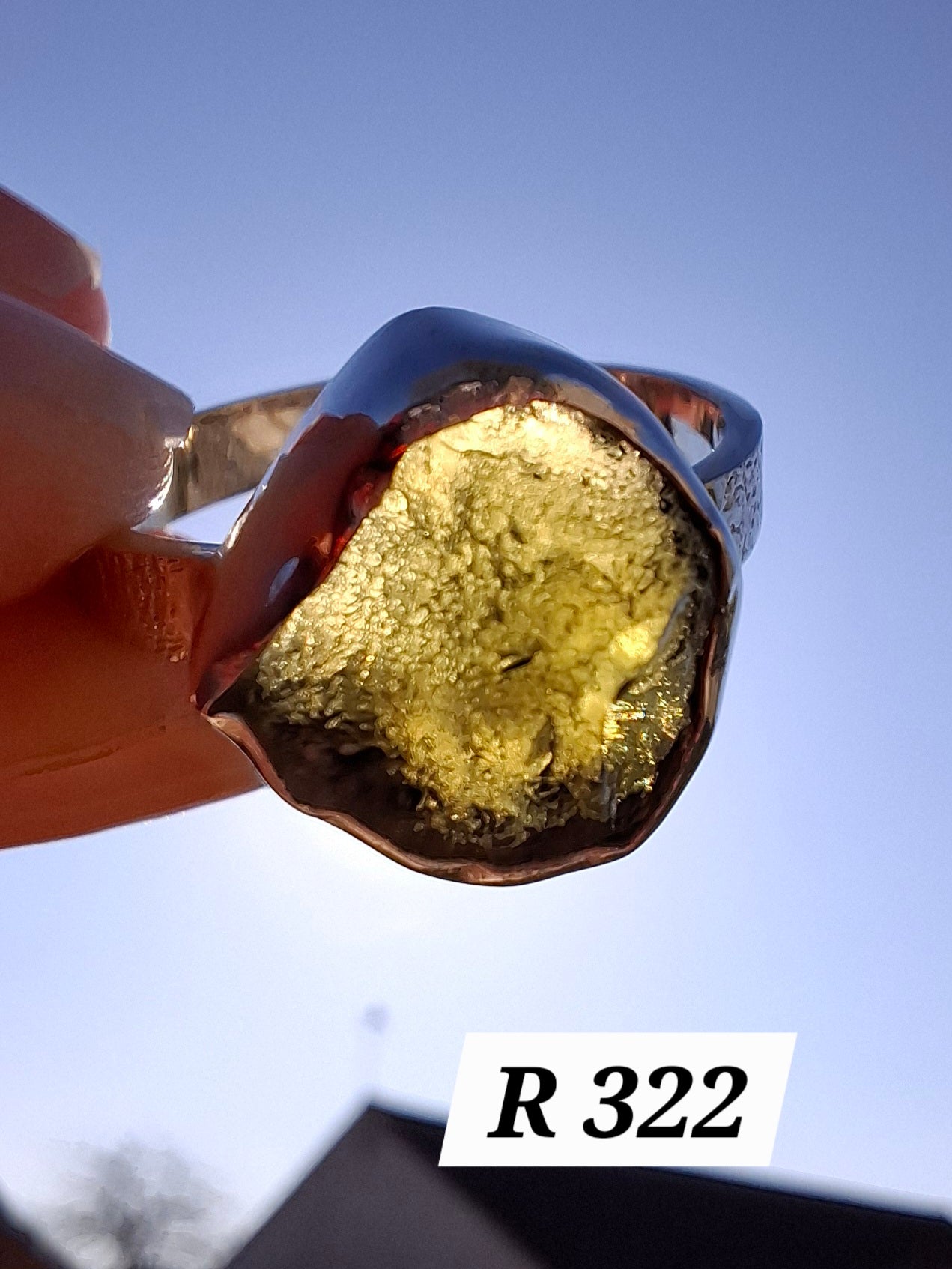 Moldavite Ring, size U, 925 Silver, Tektite (Ref: R322)