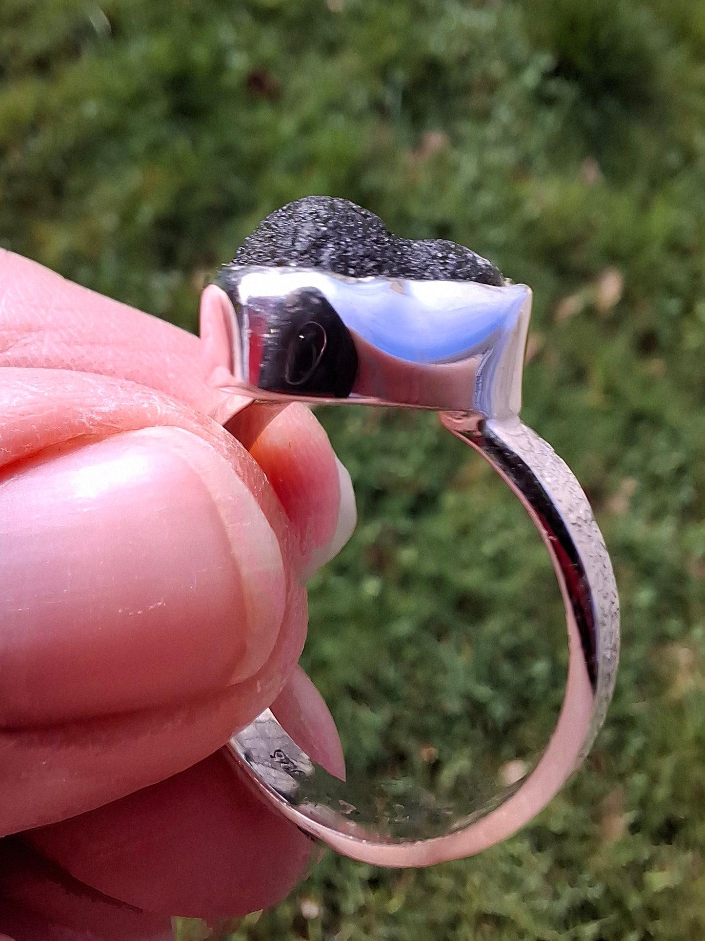 Moldavite Ring, size U, 925 Silver, Tektite (Ref: R322)