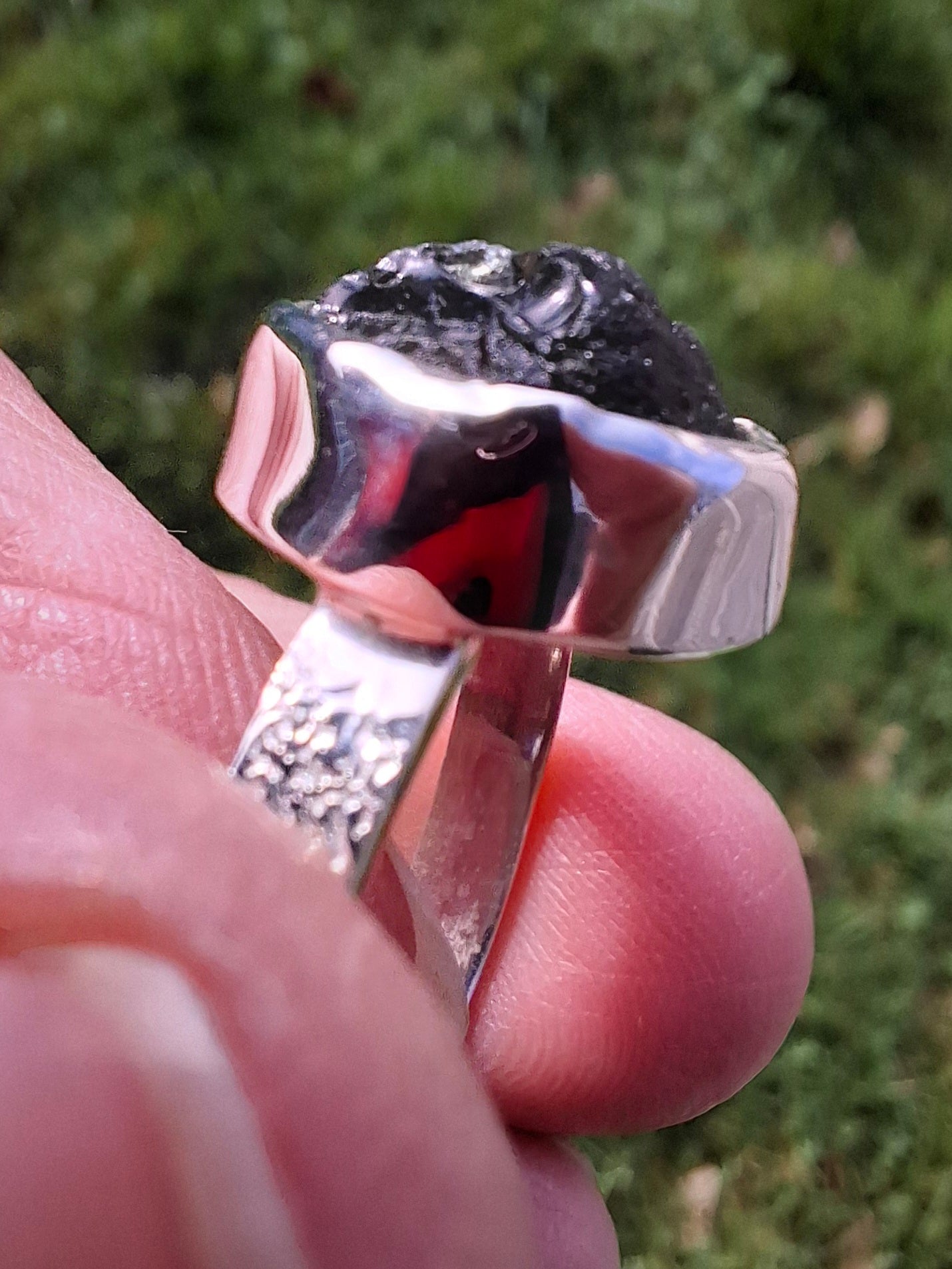 Moldavite Ring, size U, 925 Silver, Tektite (Ref: R322)