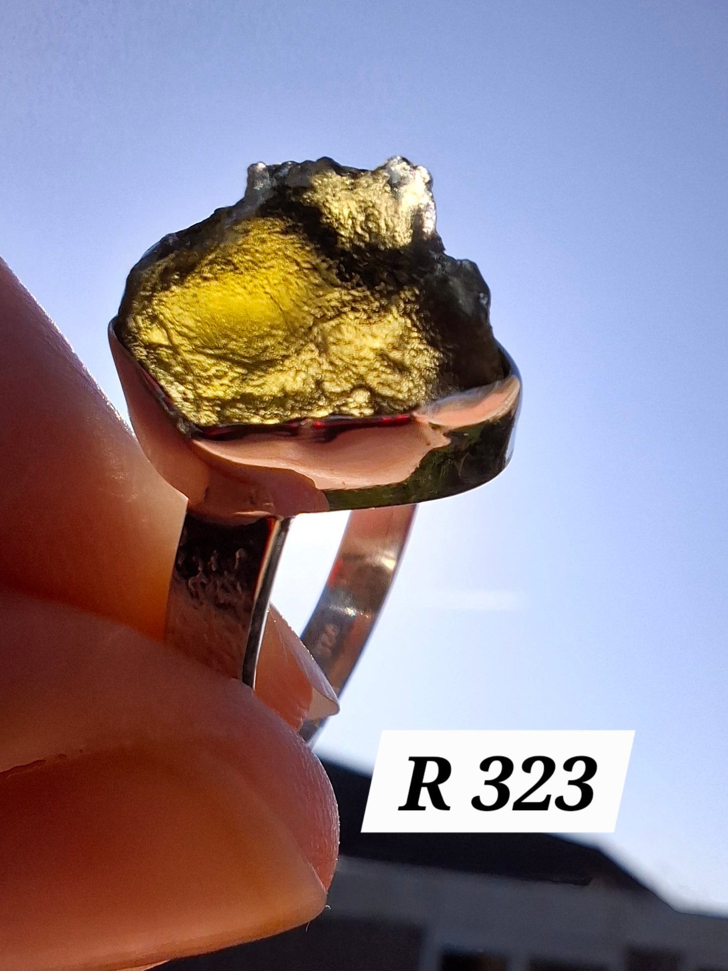 Moldavite Ring, size U, 925 Silver, Tektite (Ref: R323)