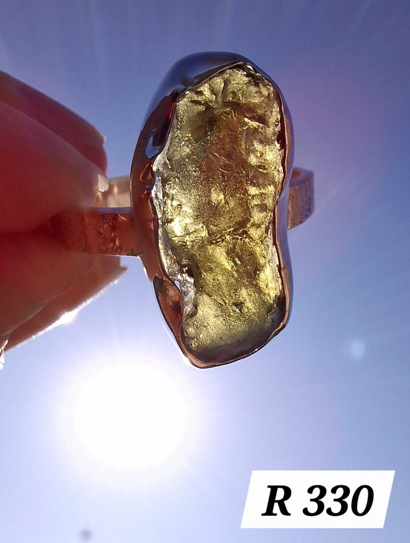 Moldavite Ring, size Y, 925 Silver, Tektite (Ref: R330)