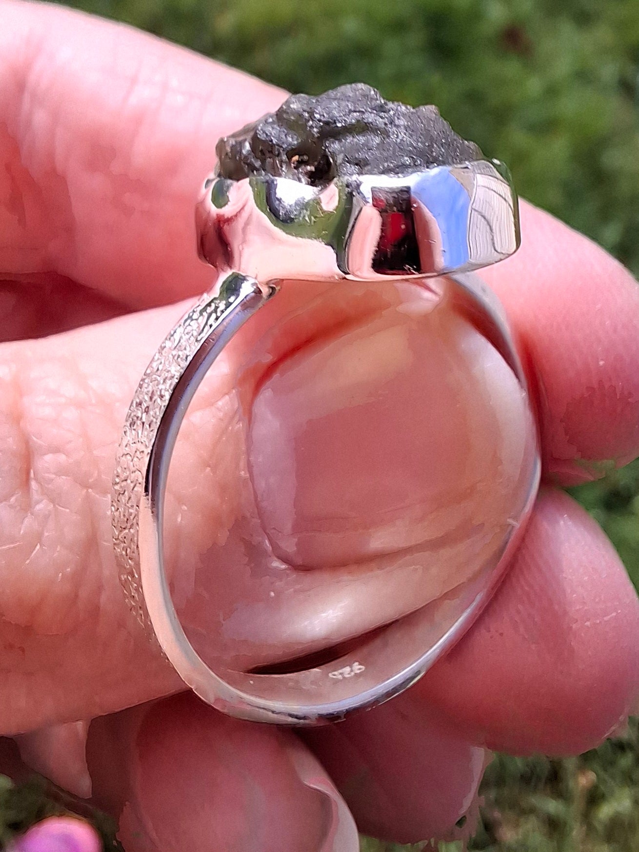 Moldavite Ring, size Y, 925 Silver, Tektite (Ref: R330)