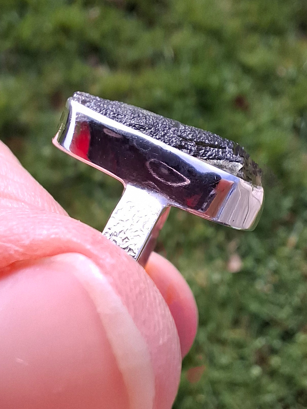 Moldavite Ring, size large Y/small Z, 925 Silver, Tektite (Ref: R332)