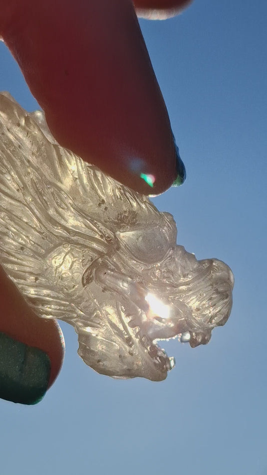 Libyan Desert Glass DRAGON HEAD carving, 9.66g, Tektite (Ref: Dragon 3)