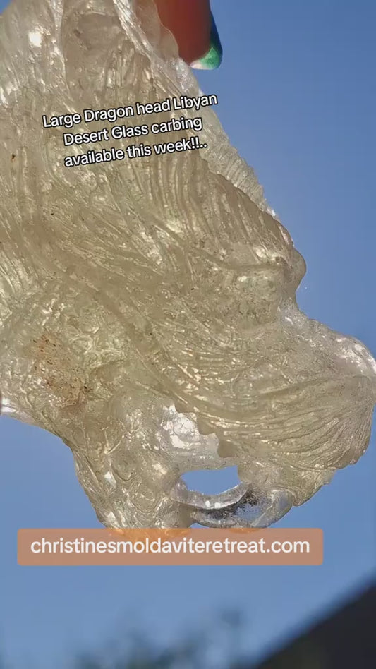 Libyan Desert Glass DRAGON HEAD Carving, 75.84g, Tektite (Ref: Dragon1)