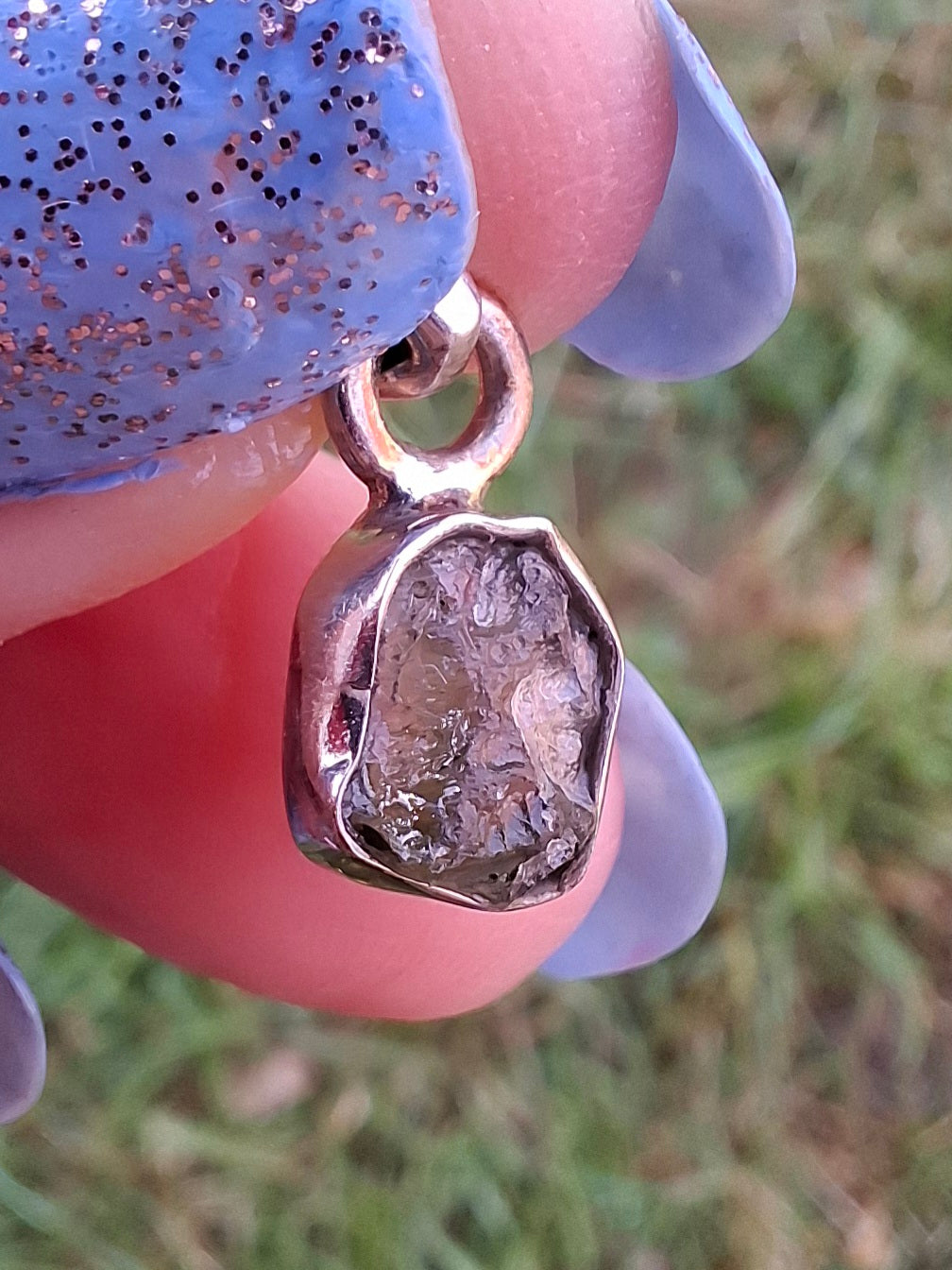 Moldavite Pendant, 925 Silver, Tektite (Ref: P49)