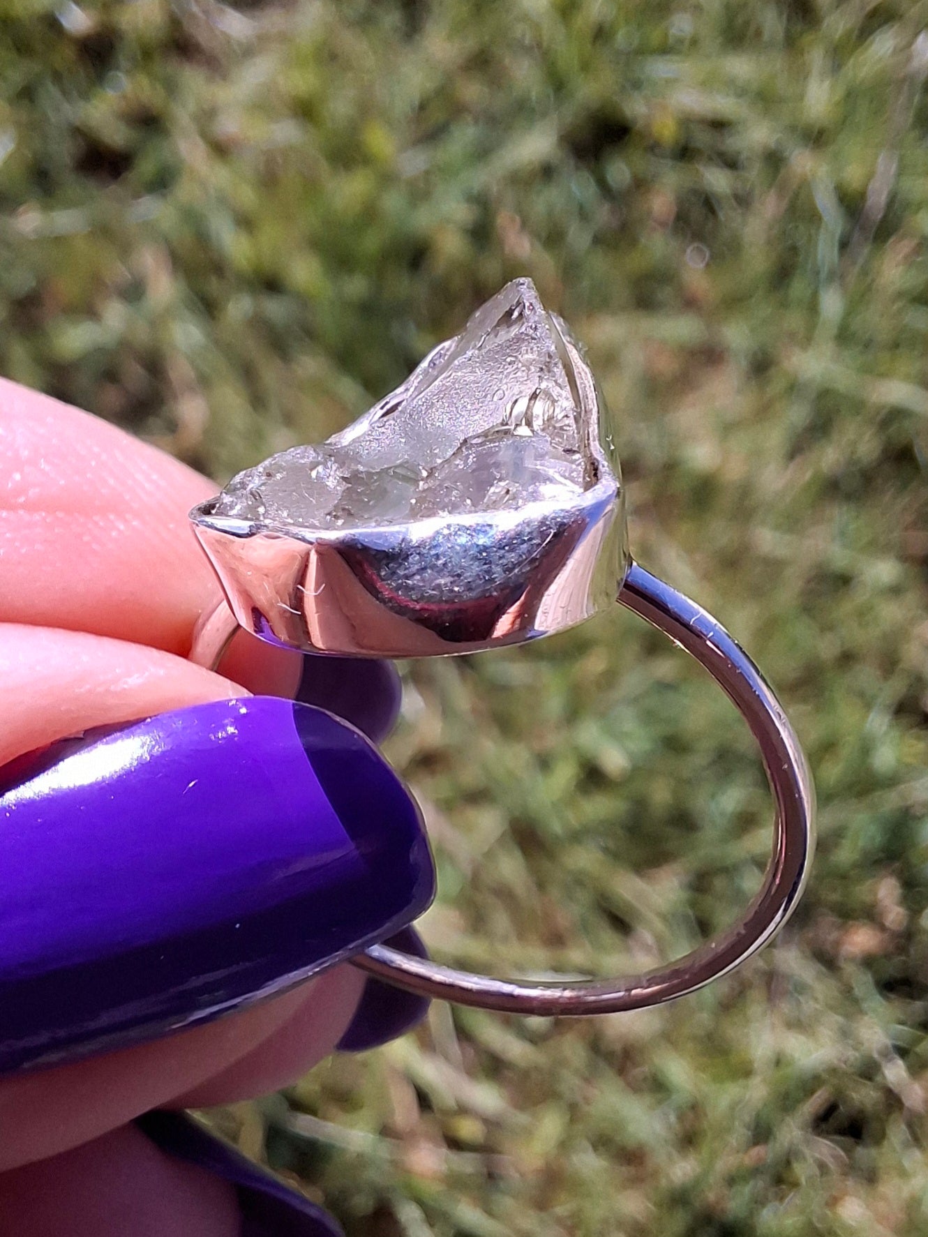 Libyan Desert Glass Ring, size U, 925 Silver, Tektite (Ref: LR52)