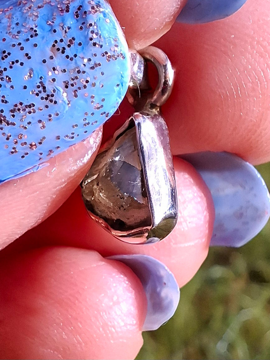 Moldavite Pendant, 925 Silver, Tektite (Ref: P38)