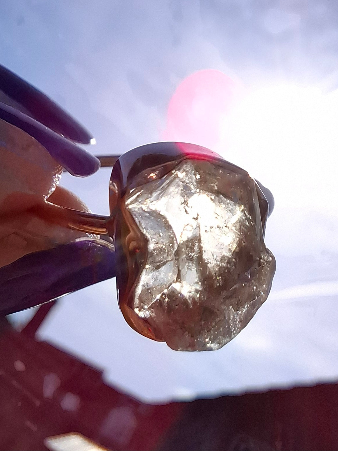Libyan Desert Glass Ring, size large R/small S, 925 Silver, Tektite (Ref: LR43)