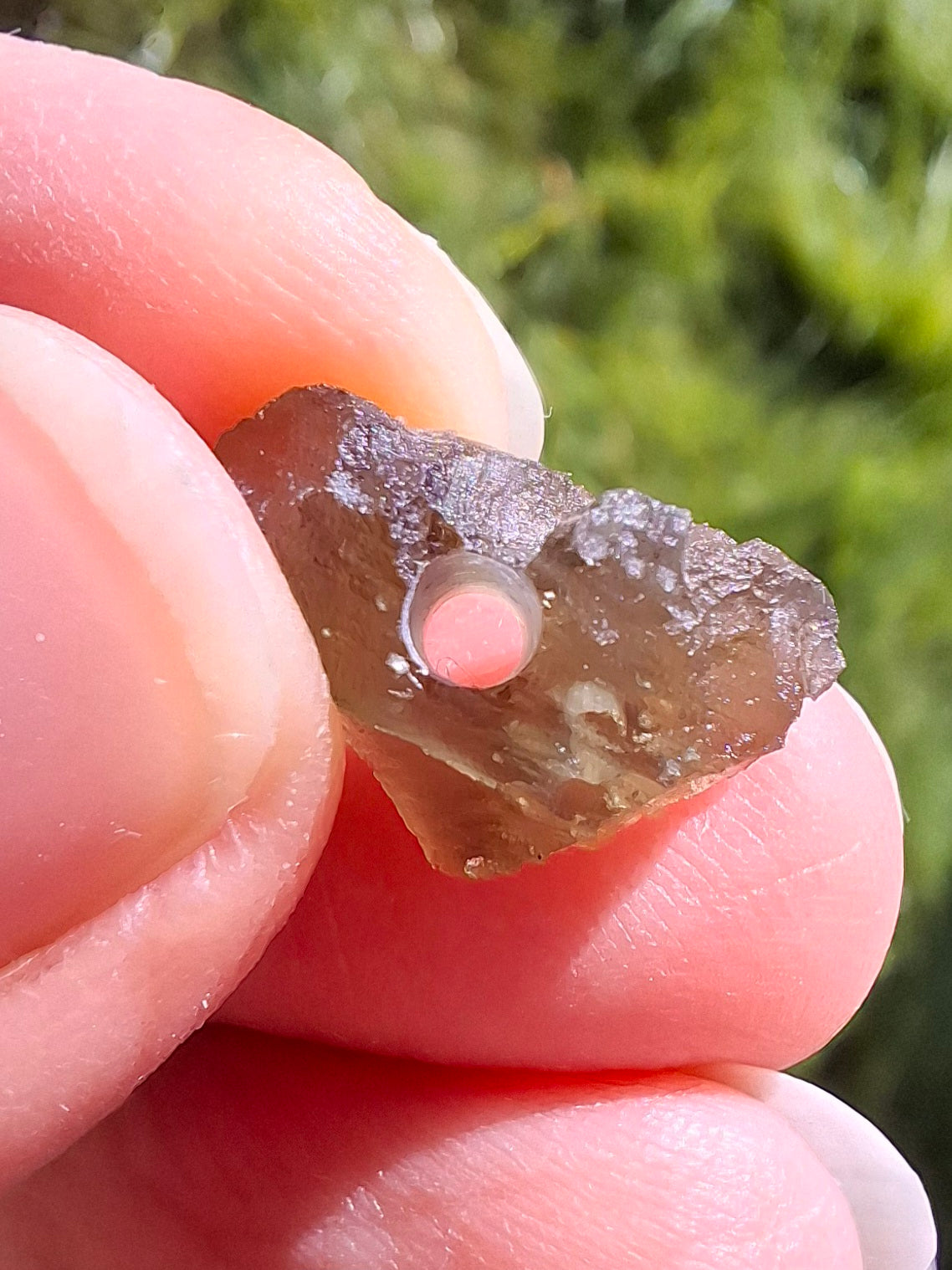 DRILLED, Moldavite Piece, 0.96g, Tektite (Ref: D27)