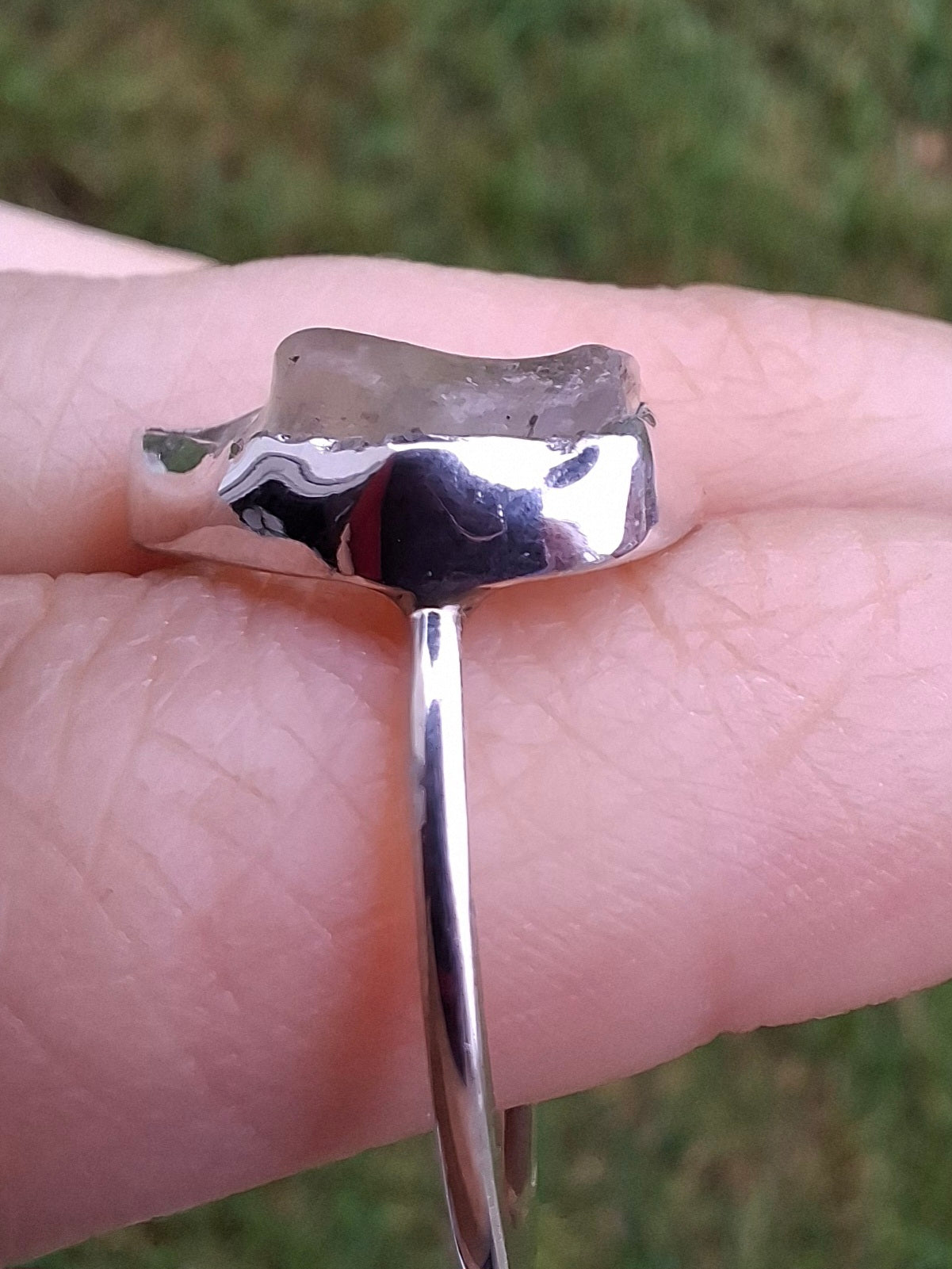 Libyan Desert Glass Ring, size large Q, 925 Silver, Tektite (Ref: LR36)